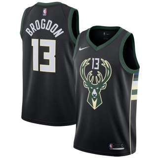 Men's Milwaukee Bucks Malcolm Brogdon Nike Black Swingman Jersey Statement Edition