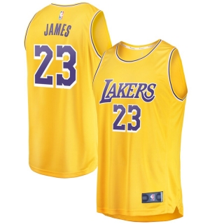 Men's Los Angeles Lakers LeBron James  Gold 2018-19 Fast Break Replica Jersey - Icon Edition