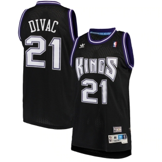 Men's Sacramento Kings Vlade Divac adidas Black Hardwood Classics Road Swingman Jersey