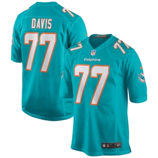 Men's Miami Dolphins Jesse Davis Nike Aqua Game Jersey