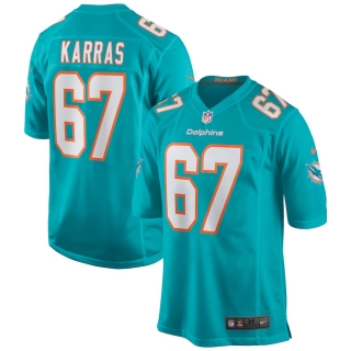 Men's Miami Dolphins Ted Karras Nike Aqua Game Jersey