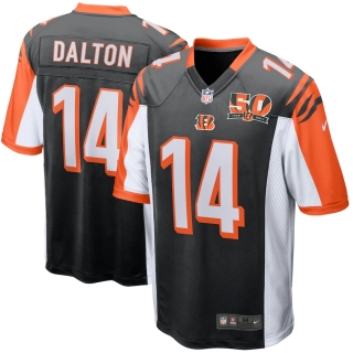 Men's Cincinnati Bengals Andy Dalton Nike Black 50th Anniversary Patch Game Jersey