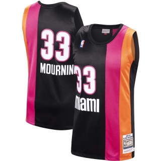 Men's Miami Heat Alonzo Mourning Mitchell & Ness Black Hardwood Classics 2005-06 Authentic Jersey