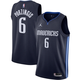 Men's Dallas Mavericks Kristaps Porzingis Jordan Brand Navy 2020-21 Swingman Jersey - Statement Edition