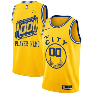 Men's Golden State Warriors Nike Gold Hardwood Classics Custom Swingman Jersey - The City Classic Edition