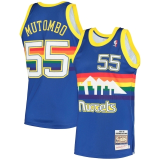 Men's Denver Nuggets Dikembe Mutombo Mitchell & Ness Royal 1991 Hardwood Classics Authentic Jersey