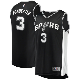 Men's San Antonio Spurs Quincy Pondexter Fanatics Branded Black Fast Break Replica Jersey - Icon Edition