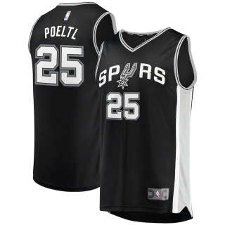 Men's San Antonio Spurs Jakob Poeltl Fanatics Branded Black Fast Break Replica Jersey - Icon Edition