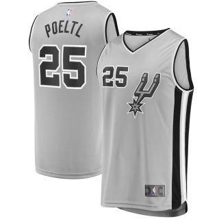 Men's San Antonio Spurs Jakob Poeltl Fanatics Branded Silver Fast Break Replica Player Jersey - Statement Edition