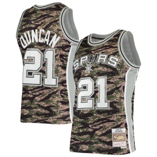 Men's San Antonio Spurs Tim Duncan Mitchell & Ness Camo Hardwood Classics Tiger Swingman Jersey