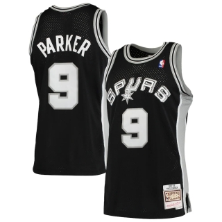 Men's San Antonio Spurs Tony Parker #9 Mitchell & Ness Black 2001-02 Hardwood Classics Swingman Jersey