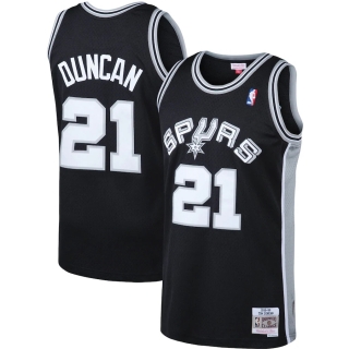 Men's San Antonio Spurs Tim Duncan Mitchell & Ness Black Big & Tall Hardwood Classics Jersey