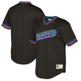 Men's Arizona Diamondbacks Mitchell & Ness Black Big & Tall Cooperstown Collection Mesh Wordmark V-Neck Jersey
