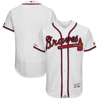 Men's Atlanta Braves Majestic Home White Flex Base Authentic Collection Team Jersey