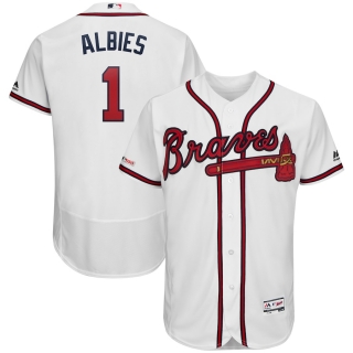 Men's Atlanta Braves Ozzie Albies Majestic White 2019 Home Authentic Collection Flex Base Player Jersey