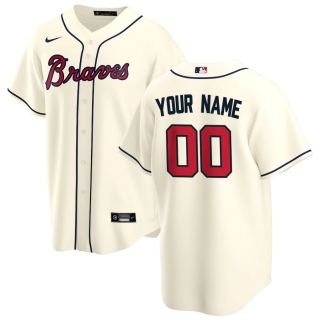 Men's Atlanta Braves Nike Cream Alternate 2020 Replica Custom Jersey