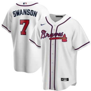 Men's Atlanta Braves Dansby Swanson Nike White Home 2020 Replica Player Jersey