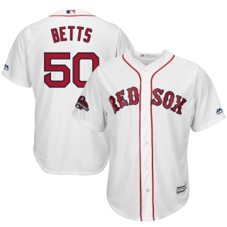 Men's Boston Red Sox Mookie Betts Majestic White 2018 World Series Champions Team Logo Player Jersey