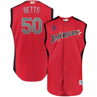 Men's American League Mookie Betts Majestic Red 2019 MLB All-Star Game Workout Player Jersey