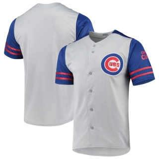 Chicago Cubs Stitches Button-Up Jersey - Gray Royal