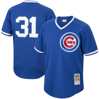 Men's Chicago Cubs Greg Maddux Mitchell & Ness Royal Cooperstown Collection Mesh Batting Practice Jersey