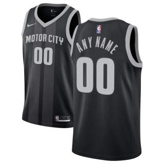 Men's Detroit Pistons Nike Black 2018-19 Swingman Custom Jersey - City Edition