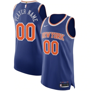 Men's New York Knicks Nike Blue Authentic Custom Jersey - Icon Edition