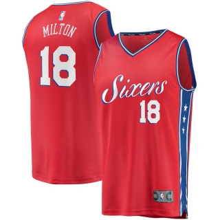 Men's Philadelphia 76ers Shake Milton Fanatics Branded Red Fast Break Replica Player Team Jersey - Statement Edition