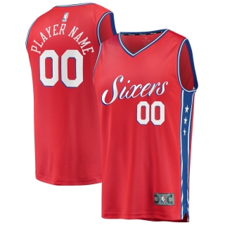 Men's Philadelphia 76ers Fanatics Branded Red Fast Break Custom Replica Jersey - Statement Edition