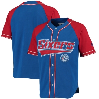 Men's Philadelphia 76ers Starter Royal-Red Baseball Jersey