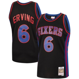 Men's Philadelphia 76ers Julius Erving Mitchell & Ness Black 1976-77 Hardwood Classics Reload Swingman Jersey
