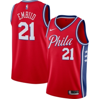 Men's Philadelphia 76ers Joel Embiid Nike Red Finished Swingman Jersey - Statement Edition