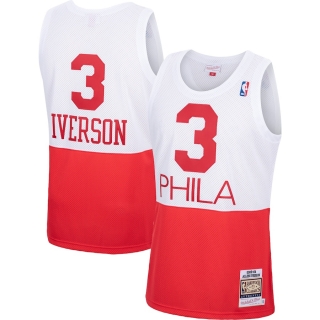 Men's Philadelphia 76ers Allen Iverson Mitchell & Ness White Hardwood Classics Authentic Jersey