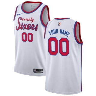 Men's Philadelphia 76ers Nike White Hardwood Classics Custom Swingman Jersey