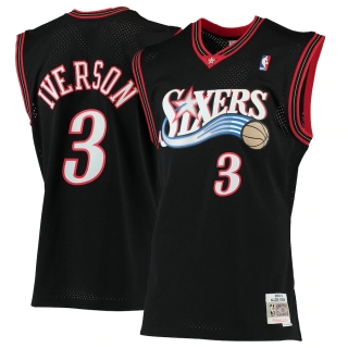 Men's Philadelphia 76ers Allen Iverson Mitchell & Ness Black 2000-01 Hardwood Classics Swingman Jersey