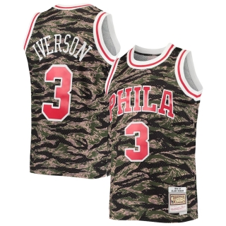 Men's Philadelphia 76ers Allen Iverson Mitchell & Ness Camo Hardwood Classics Tiger Swingman Jersey