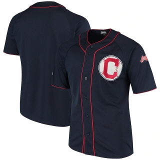 Men's Cleveland Indians Stitches Navy Team Color Full-Button Jersey