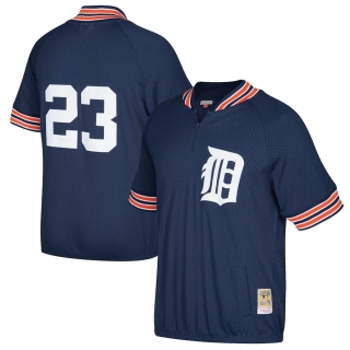 Men's Detroit Tigers Kirk Gibson Mitchell & Ness Navy Cooperstown Collection Mesh Batting Practice Quarter-Zip Jersey