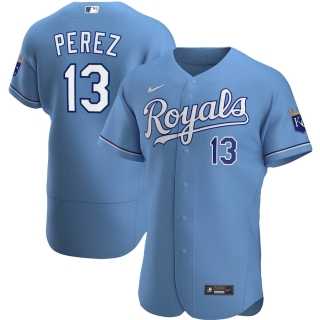 Men's Kansas City Royals Salvador Perez Nike Light Blue Alternate 2020 Authentic Player Jersey