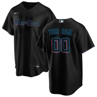 Men's Miami Marlins Nike Black Alternate 2020 Replica Custom Jersey