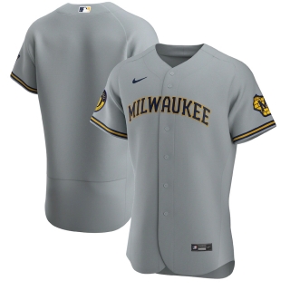 Men's Milwaukee Brewers Nike Gray Road 2020 Authentic Team Jersey