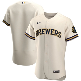 Men's Milwaukee Brewers Nike Cream Home 2020 Authentic Team Logo Jersey