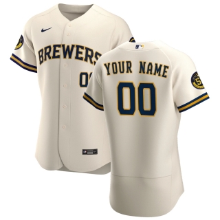 Men's Milwaukee Brewers Nike Cream 2020 Home Authentic Custom Patch Jersey
