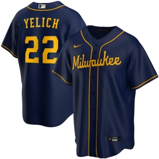 Men's Milwaukee Brewers Christian Yelich Nike Navy Alternate 2020 Replica Player Jersey