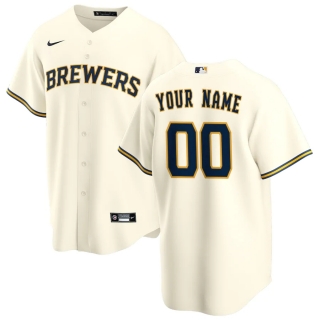 Men's Milwaukee Brewers Nike Cream Home 2020 Replica Custom Jersey