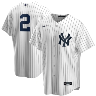 Men's New York Yankees Derek Jeter Nike White Navy Replica Jersey