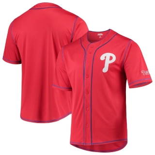 Philadelphia Phillies Stitches Team Color Button-Down Jersey - Red Royal