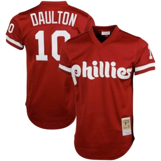 Men's Philadelphia Phillies Darren Daulton Mitchell & Ness Red Cooperstown Collection Big & Tall Mesh Batting Practice Jersey