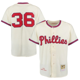 Men's 1948 Philadelphia Phillies Robin Roberts Mitchell & Ness Cream Authentic Throwback Jersey