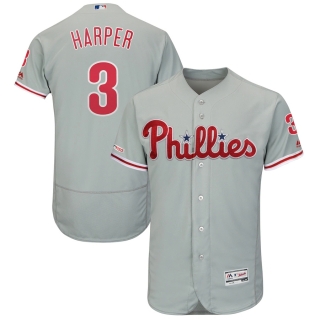 Men's Philadelphia Phillies Bryce Harper Majestic Gray Away Flex Base Authentic Collection Player Jersey
